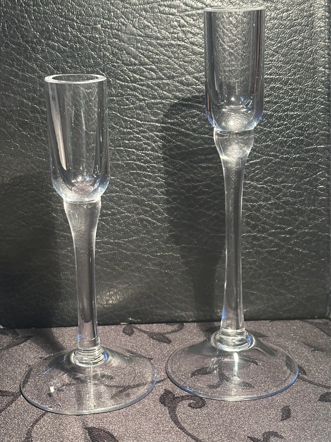Pair of modern crystal candlestick holders