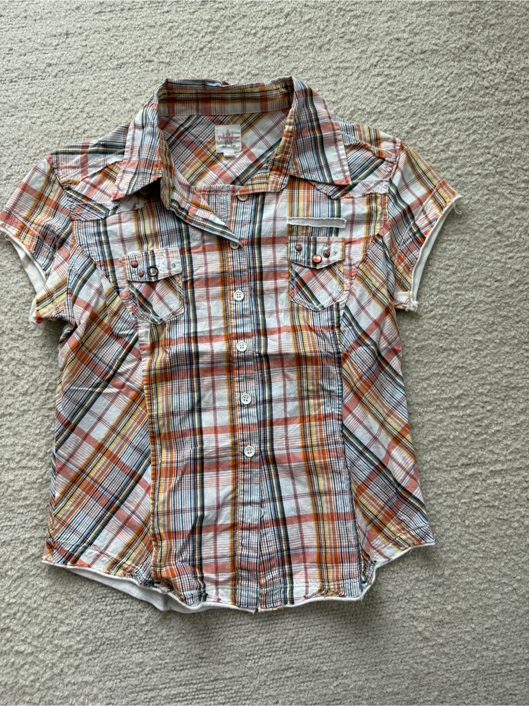 Plaid Short Sleeve Button-Up Shirt