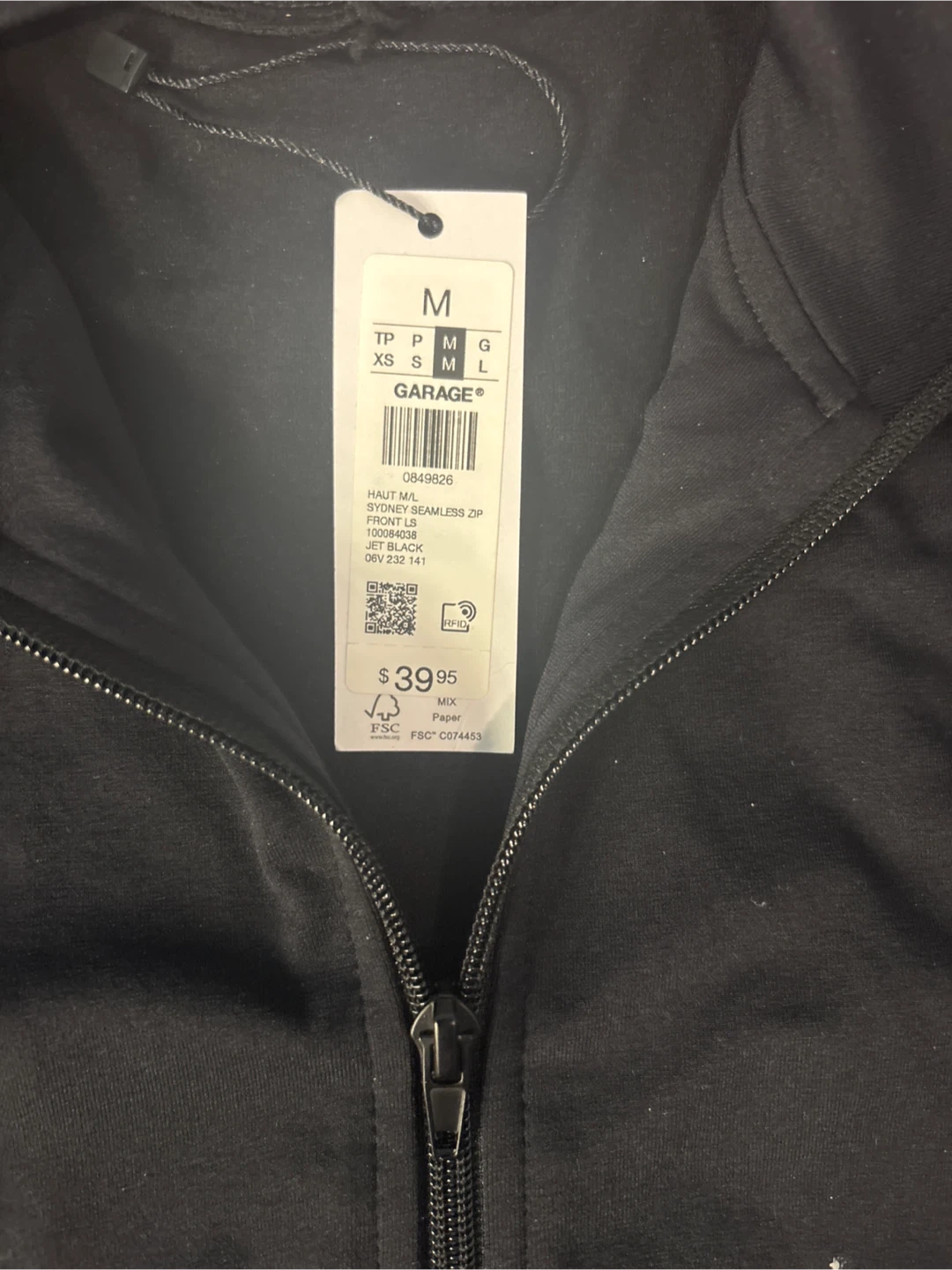 Garage Black Sydney Seamless Zip Jacket - Medium - photo 2