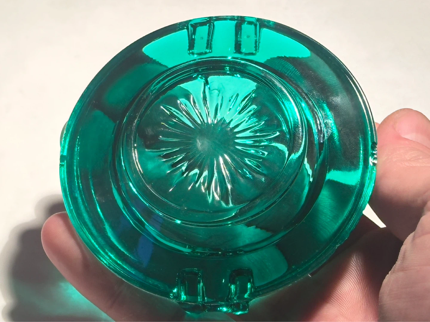 Small Mid Century Aqua Blue Glass Ashtray - photo 5