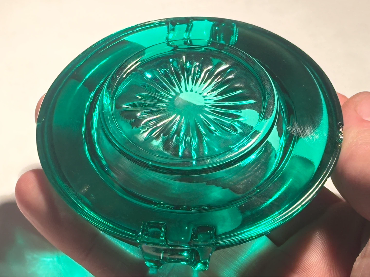 Small Mid Century Aqua Blue Glass Ashtray - photo 4