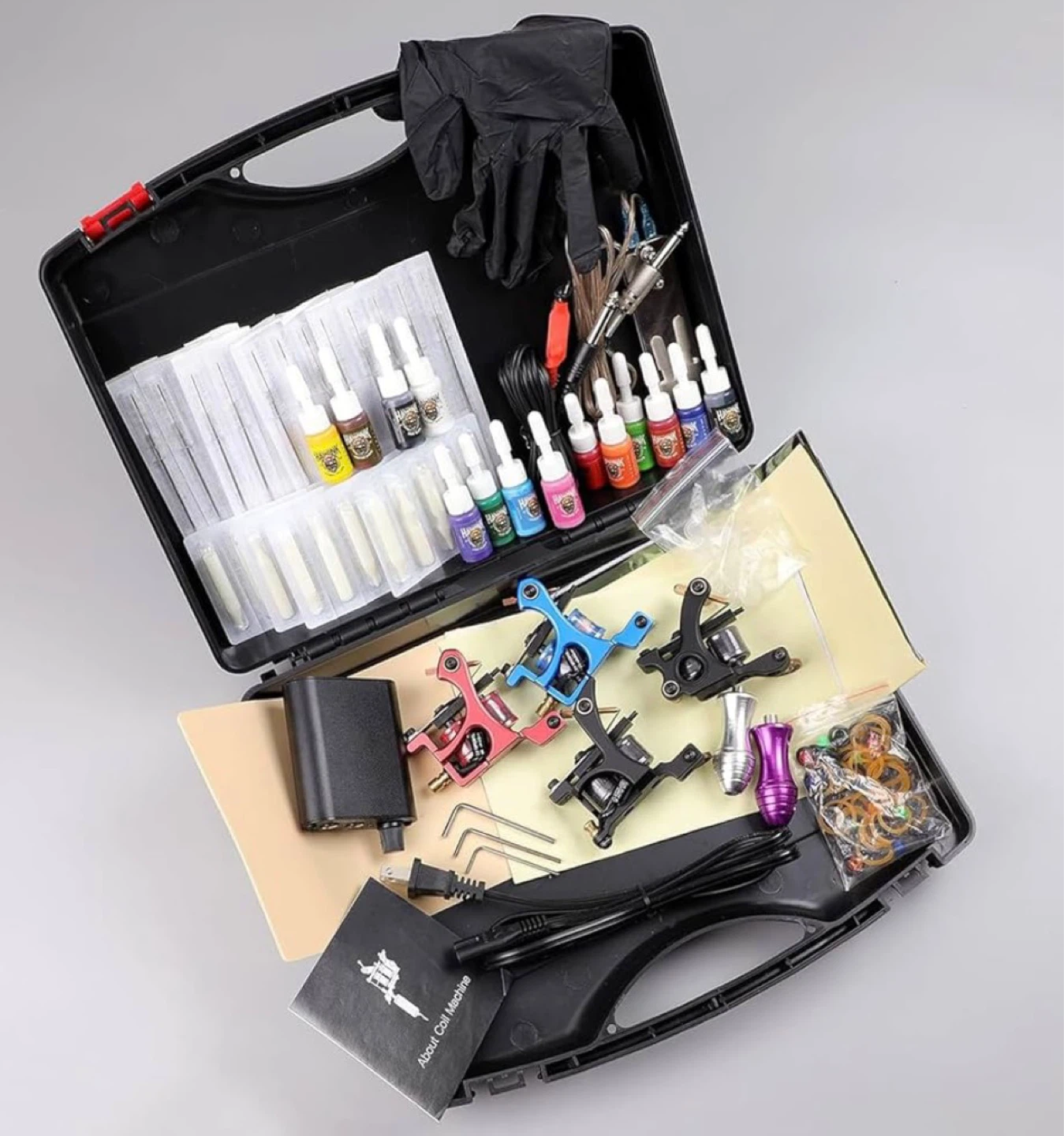 Complete Tattoo Kit with 4 Machines and Ink Set