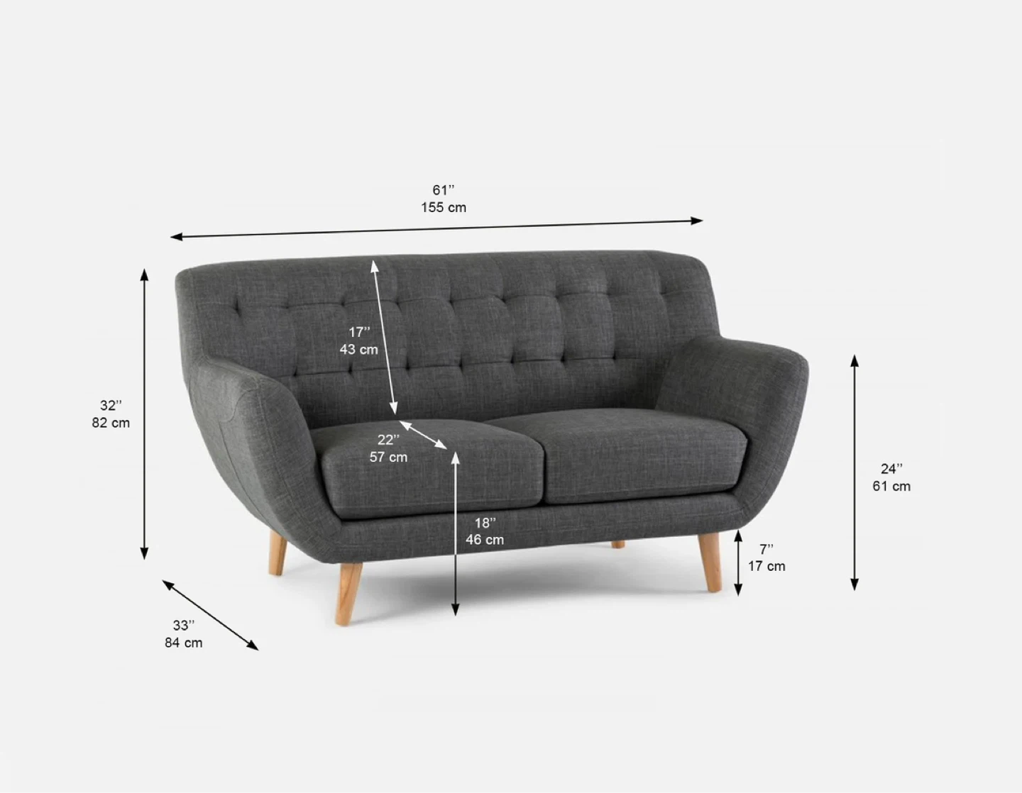 Grey Two-Seater Sofa - photo 2