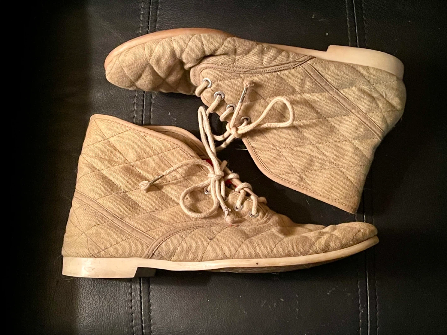 Vintage Quilted Canvas Ankle Boots Size 37 - photo 2