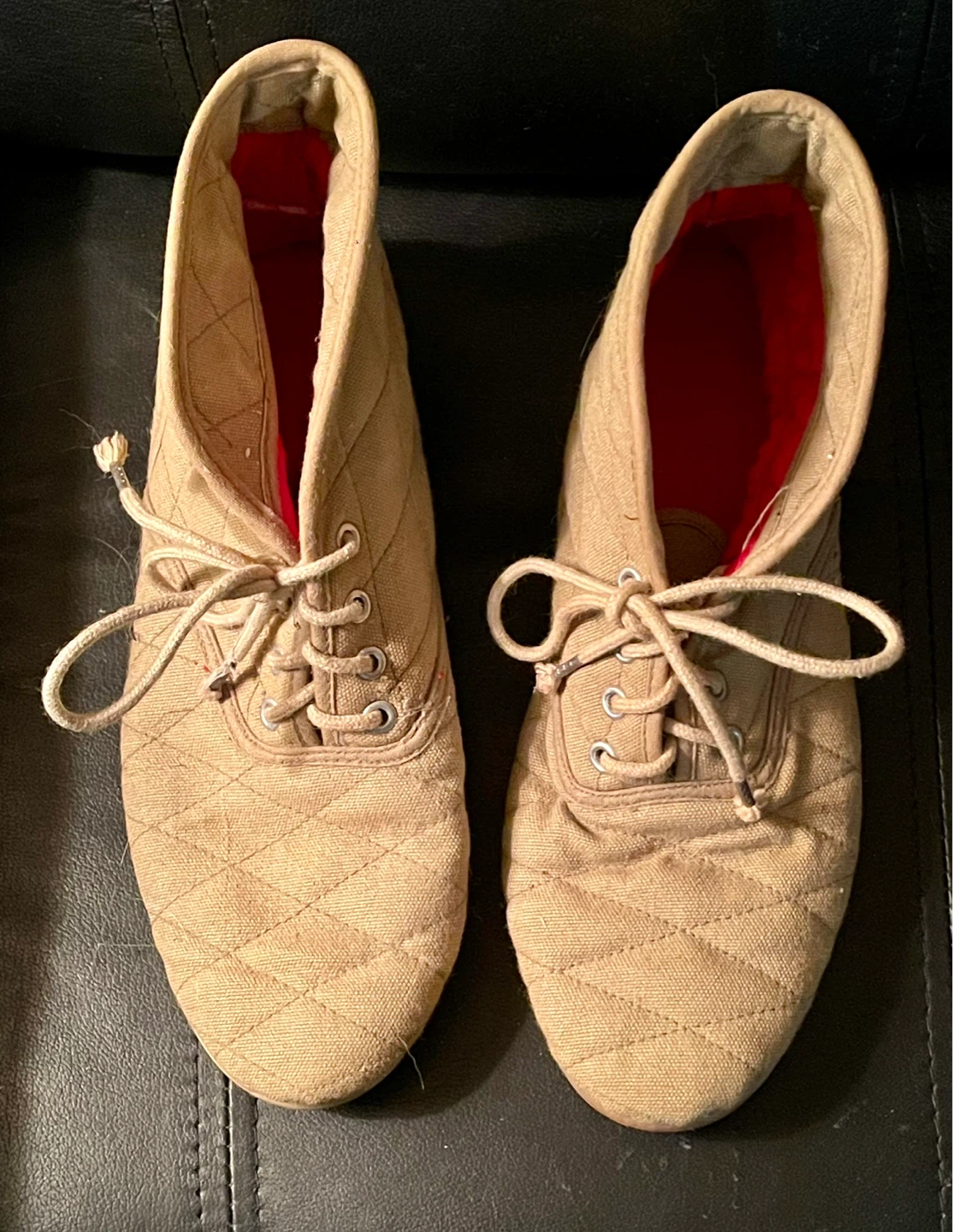 Vintage Quilted Canvas Ankle Boots Size 37
