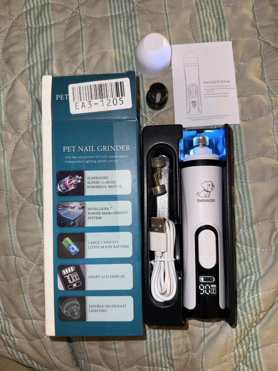 SMEHNSER Pet Nail Grinder with Smart LCD Display - photo 3