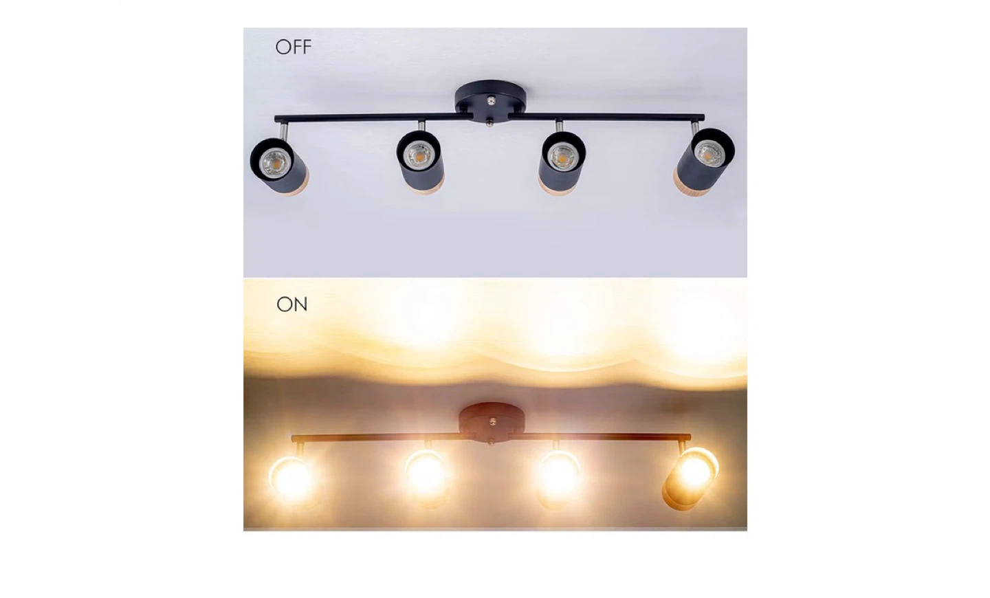 4-Light Black and Wood Track Lighting Fixture - photo 4
