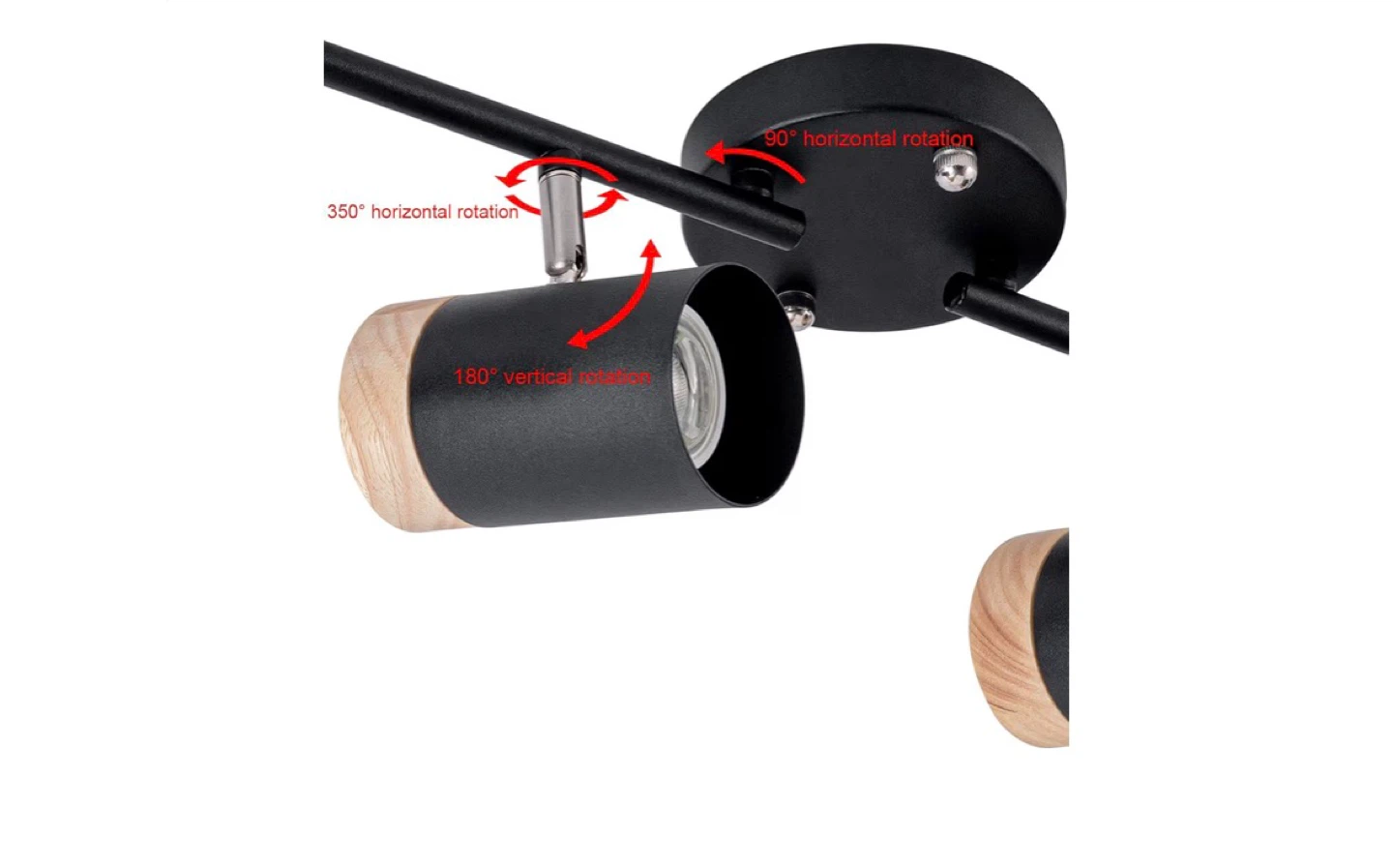 4-Light Black and Wood Track Lighting Fixture - photo 5