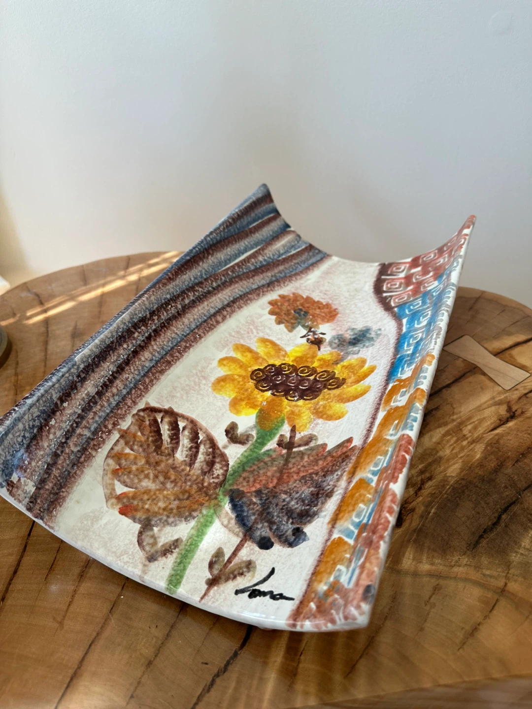 Hand-painted Decorative Tray with Sunflowers