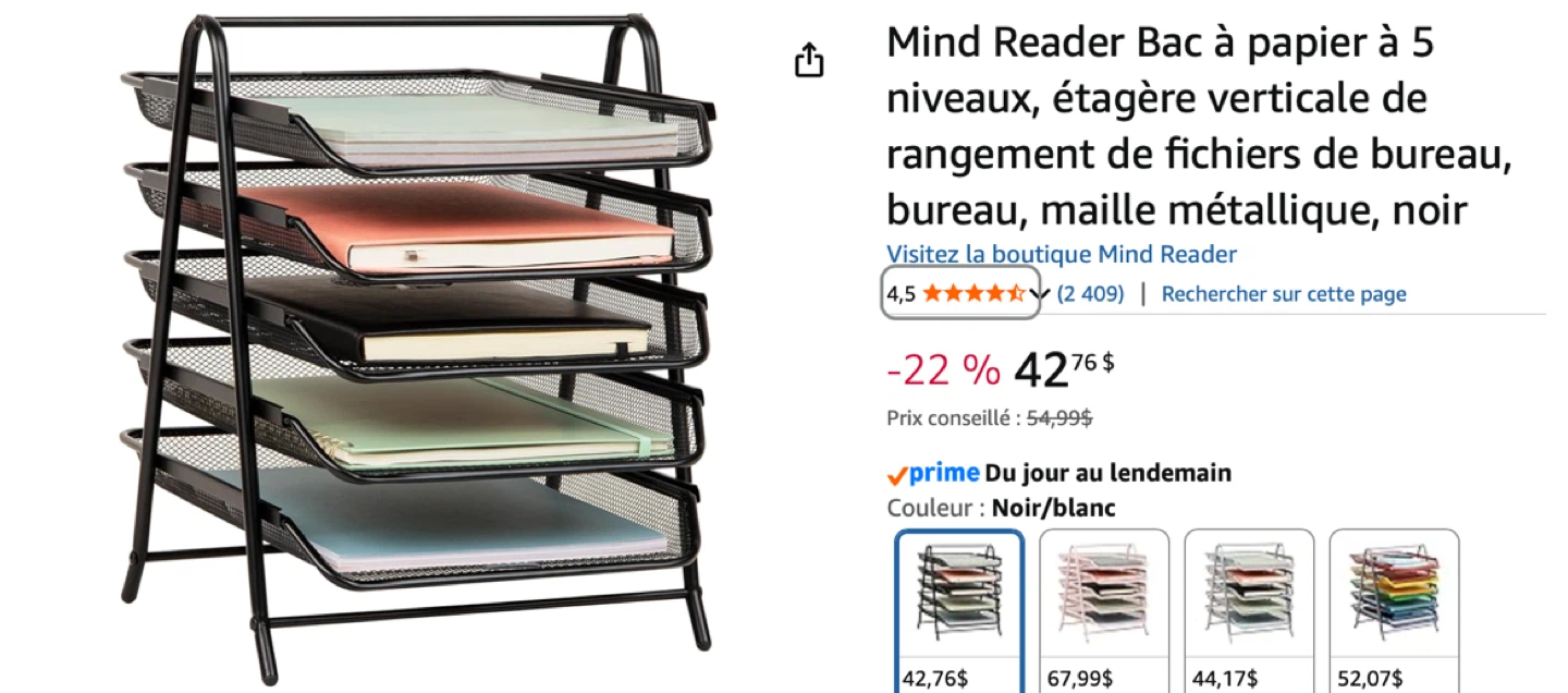 Mind Reader 5-Tier Desk Organizer Tray