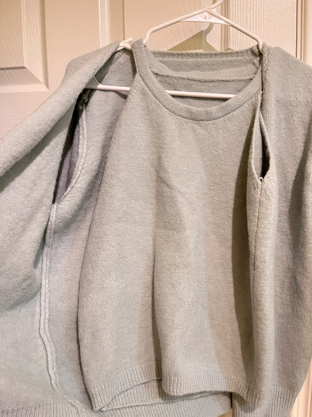 Light Blue Knit Cardigan Sweater Set - photo 2