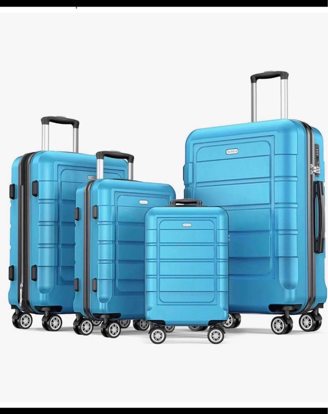 Light Blue Hardside Spinner Luggage Set TSA lock