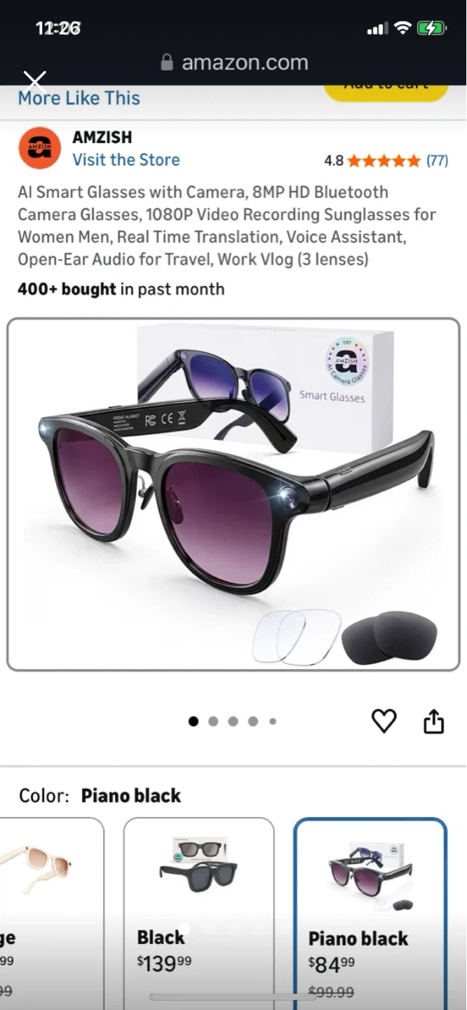 AMZISH AI Smart Glasses with Camera
