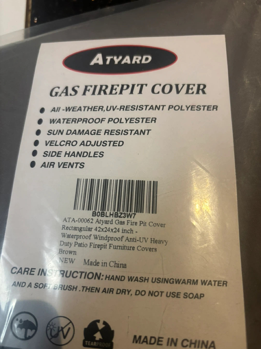 Atyard Rectangular Gas Fire Pit Cover 42x24x24 inch Brown - photo 3