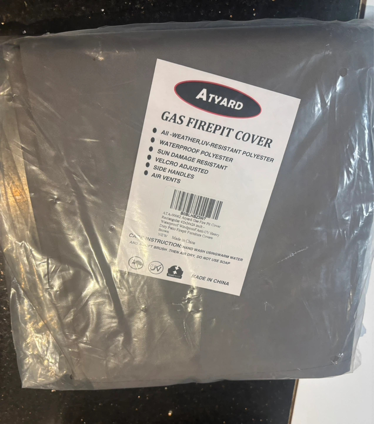 Atyard Rectangular Gas Fire Pit Cover 42x24x24 inch Brown