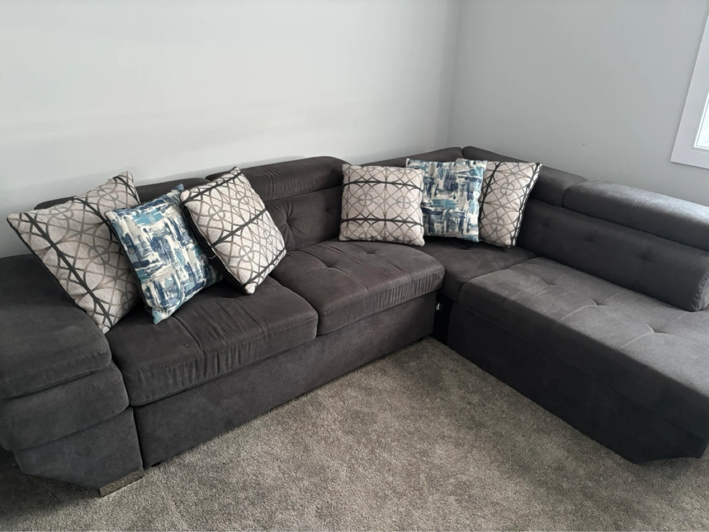 Grey Sectional Sofa with Storage Chaise - photo 2