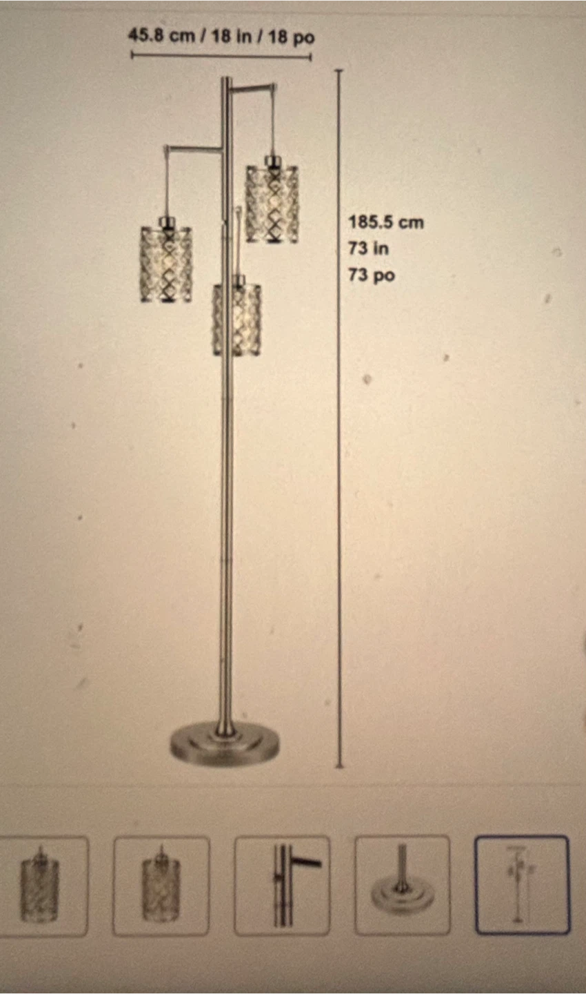Silver Floor Lamp with Crystal Lampshade