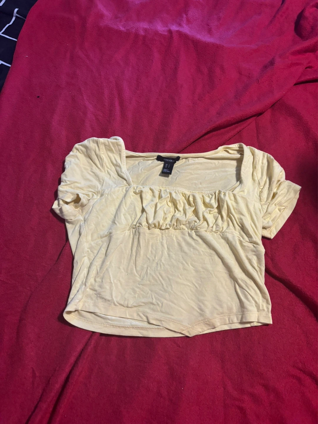 Forever 21 Yellow Square Neck Cropped Top - Size S