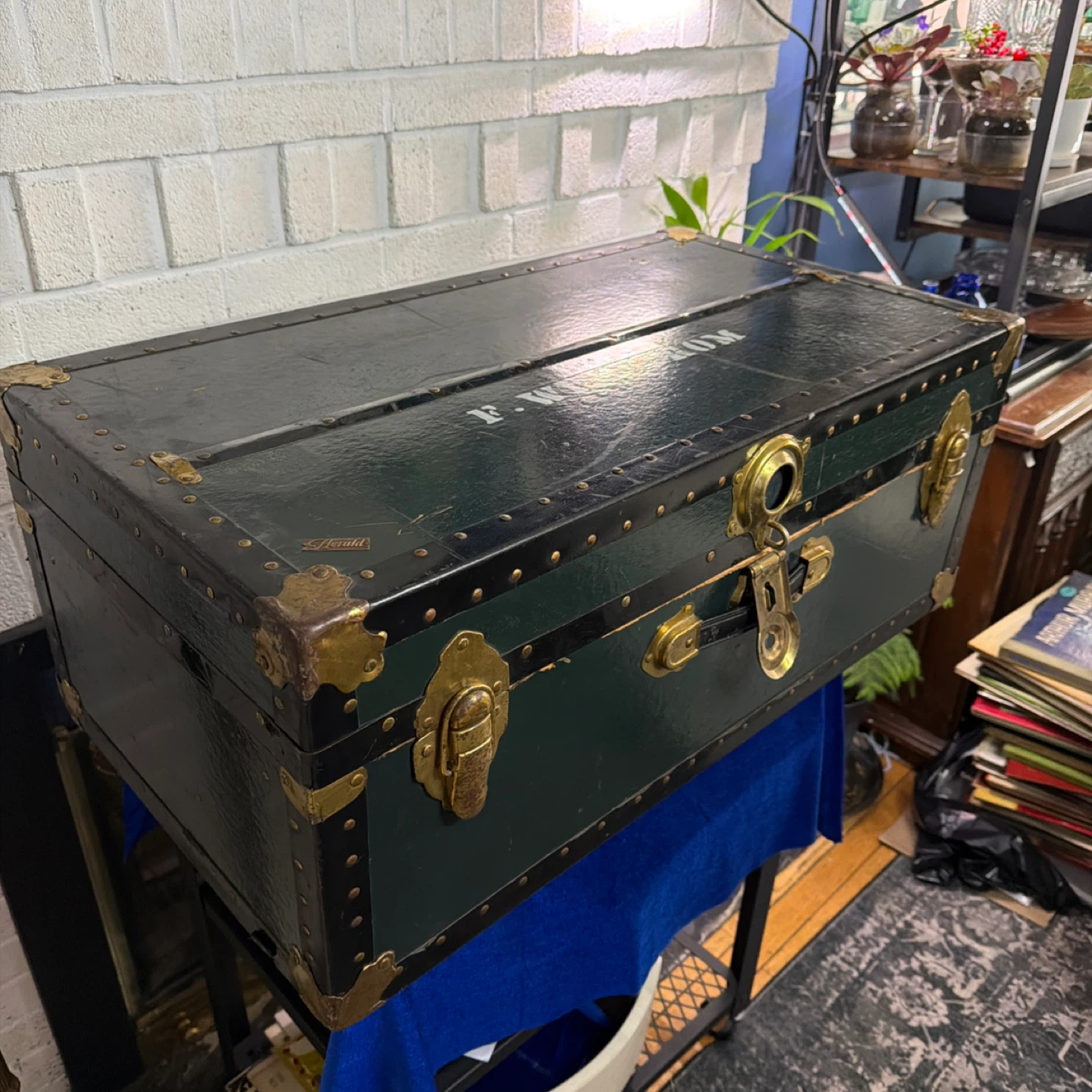 Vintage Herald Trunk with "F. WIKSTROM" Personalization