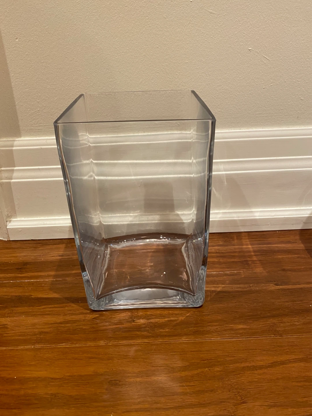 Clear Glass Square Vase