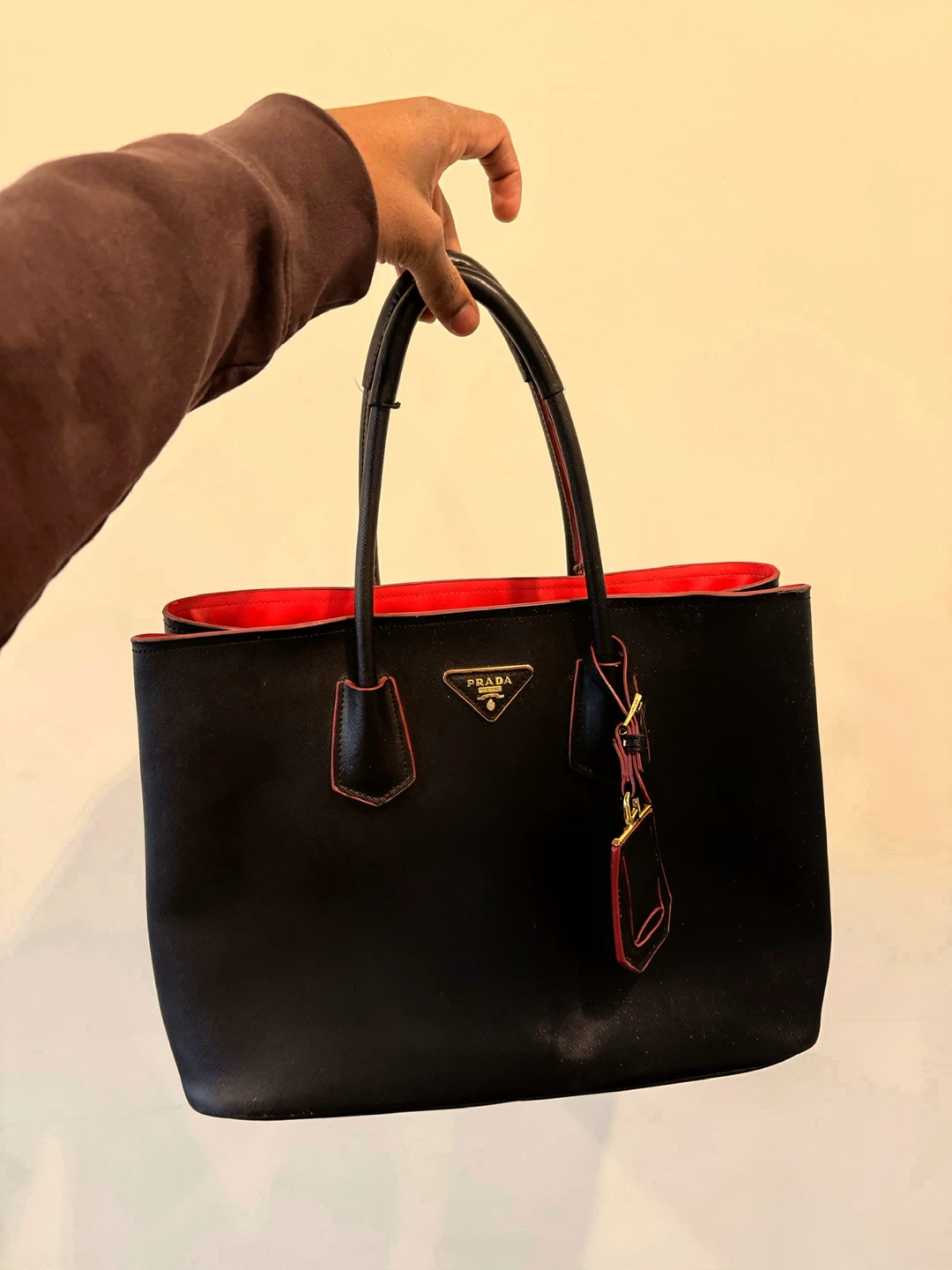 Prada Double Medium Saffiano Leather Tote Bag - Black - photo 2