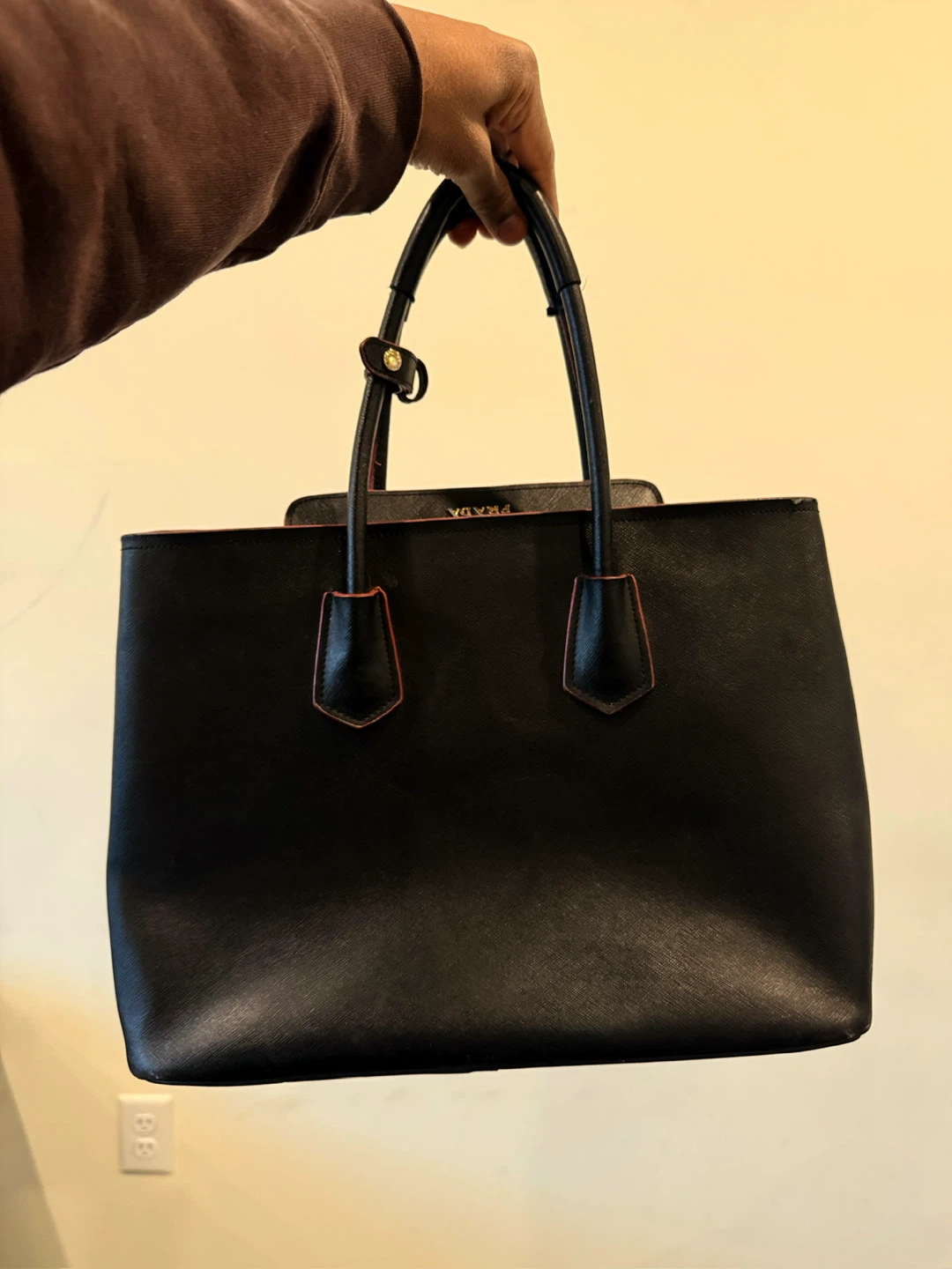 Prada Double Medium Saffiano Leather Tote Bag - Black - photo 3