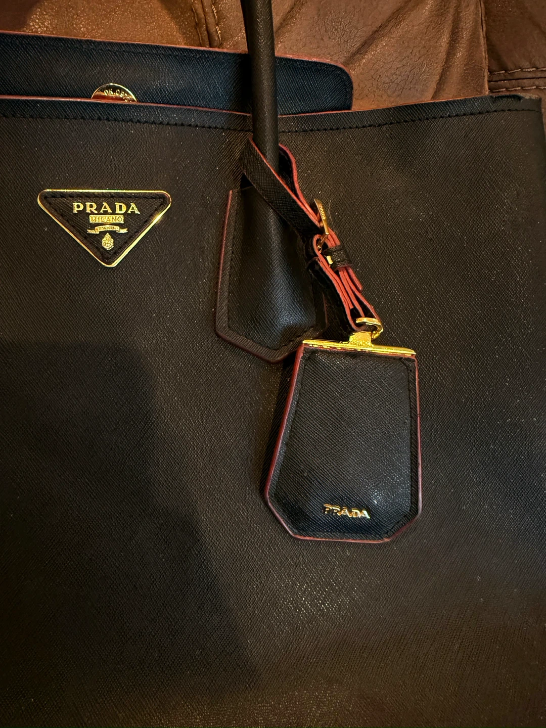 Prada Double Medium Saffiano Leather Tote Bag - Black - photo 4