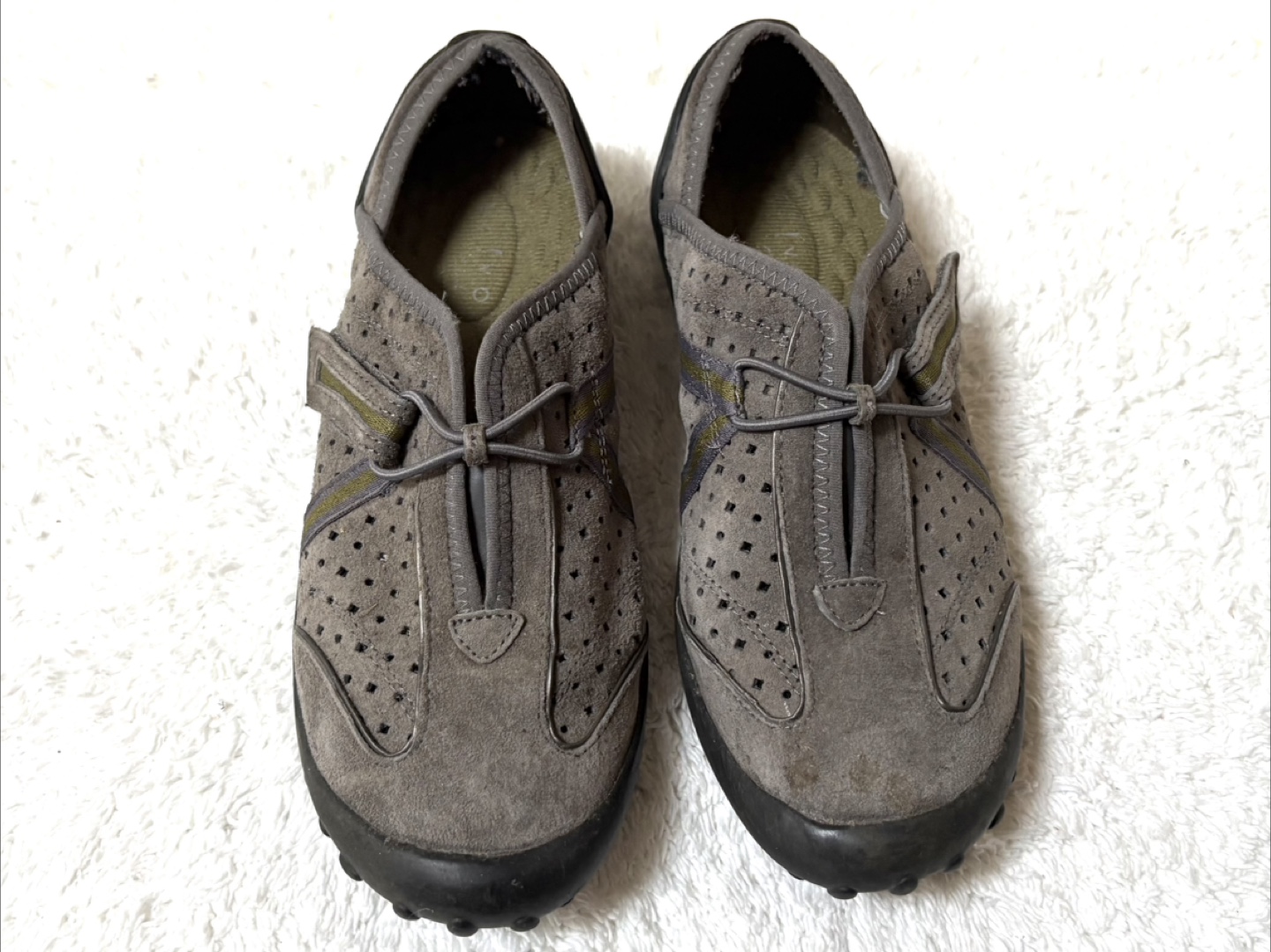 Clark’s Privo Women's Grey Suede Perforated Slip-On Shoes