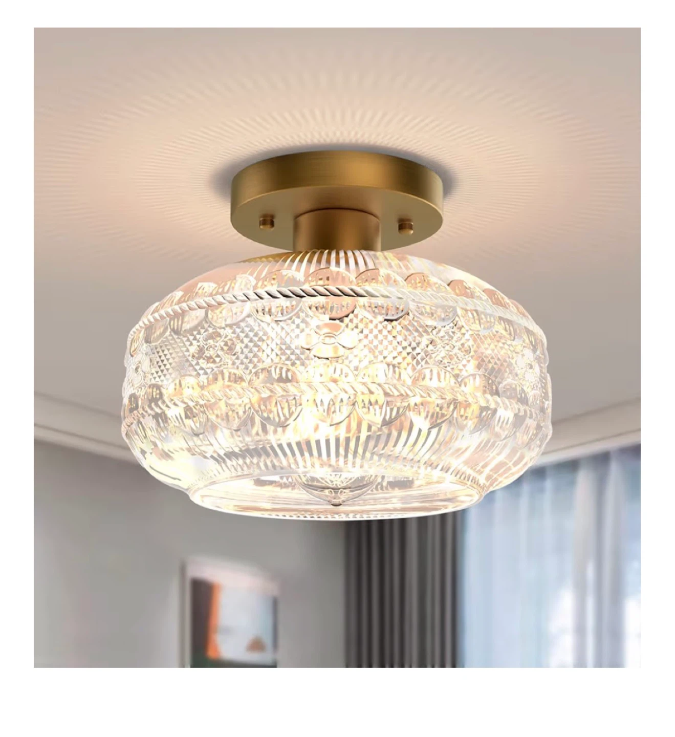 Vintage Glass Flush Mount Ceiling Light Fixture