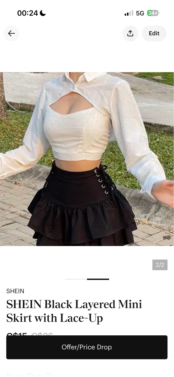 SHEIN Black Layered Mini Skirt with Lace-Up - photo 2