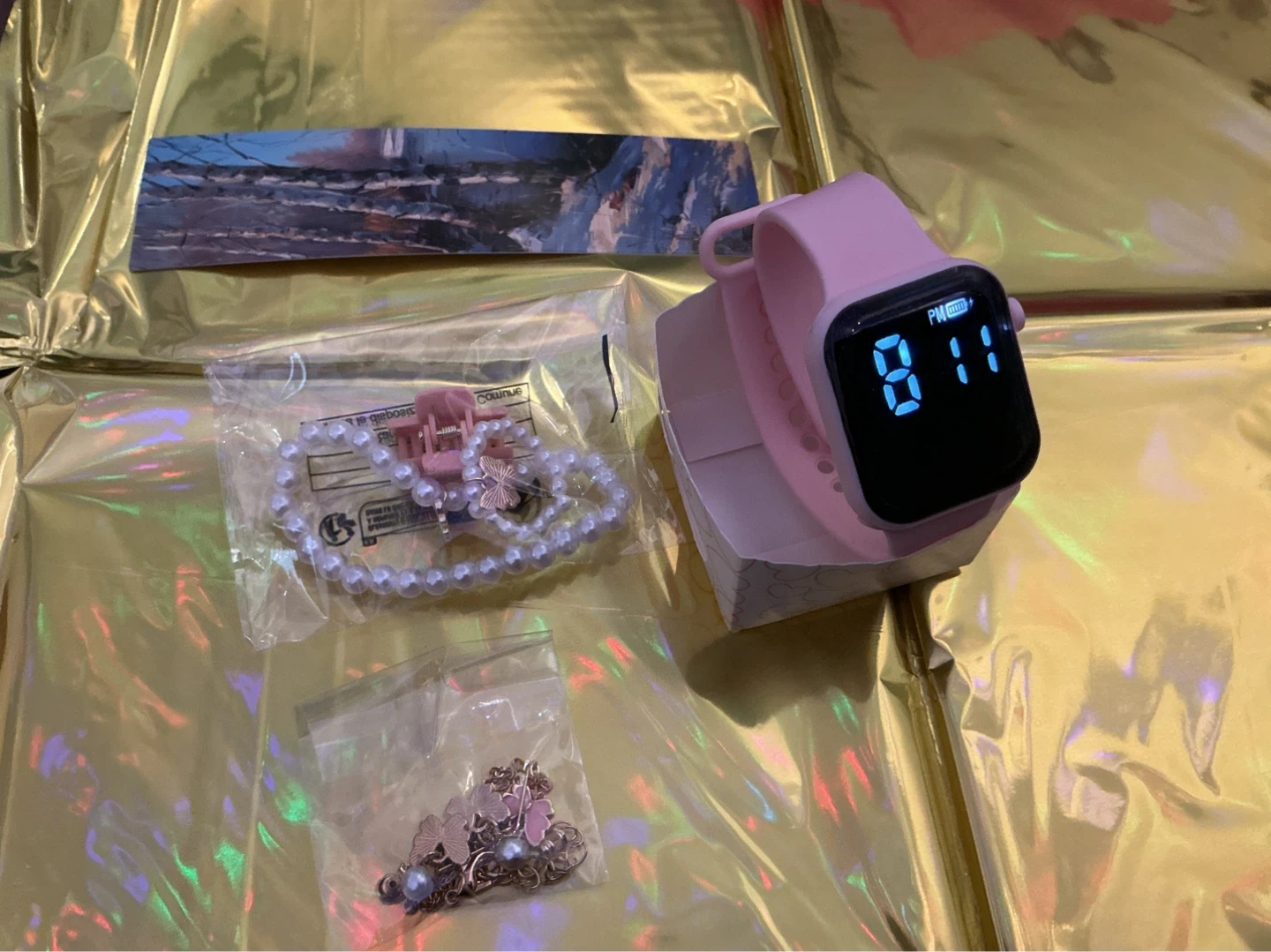 Pink Digital Watch with Butterfly Jewelry Set - photo 5