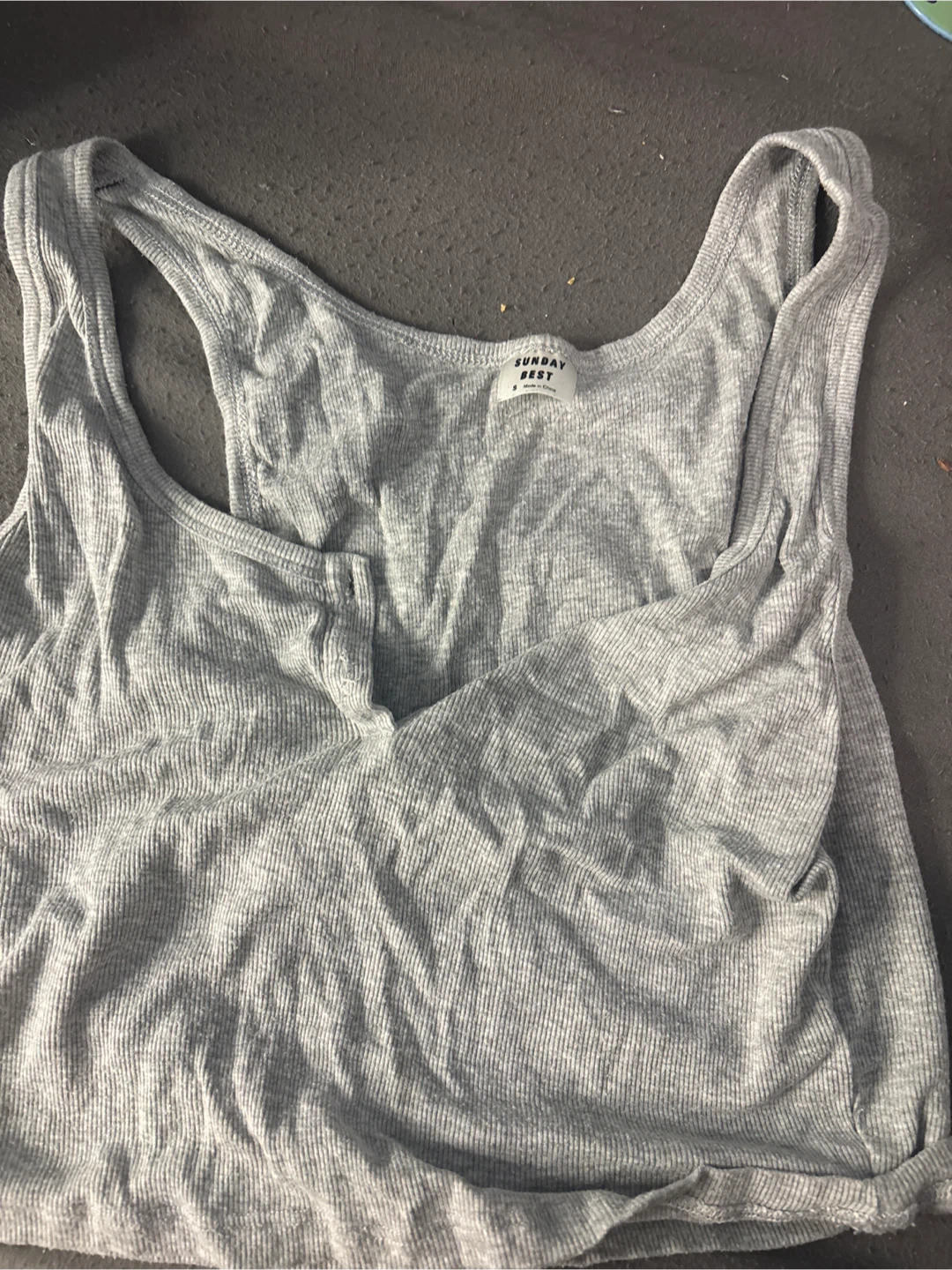 Sunday Best Grey Ribbed Tank Top Size S