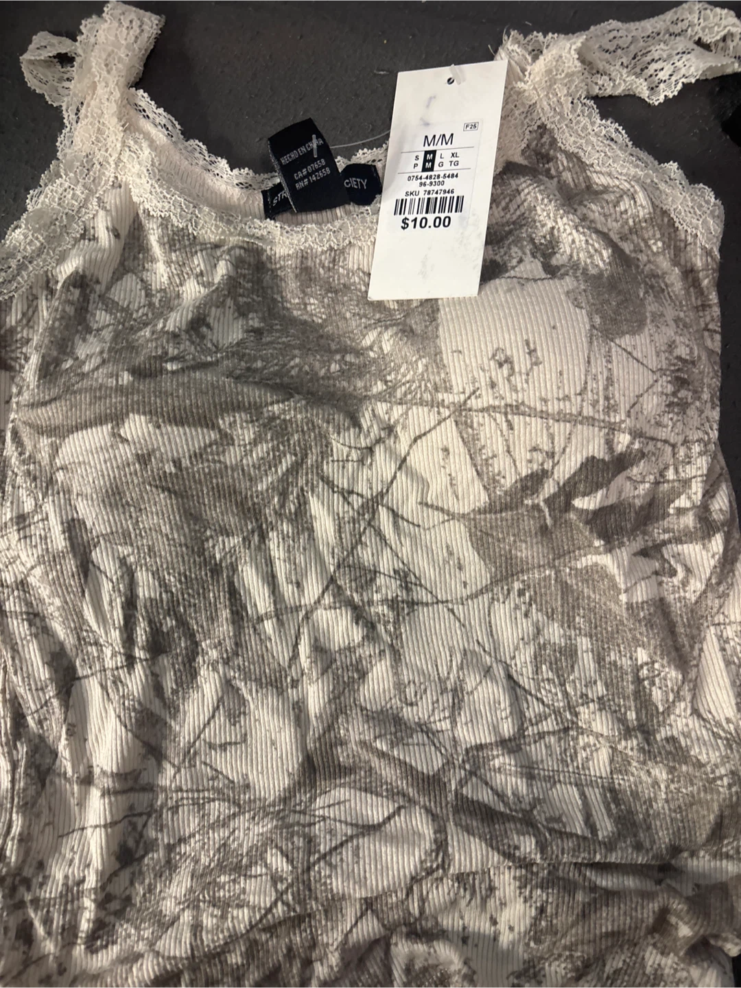 Society Camo Lace Trim Tank Top M/M