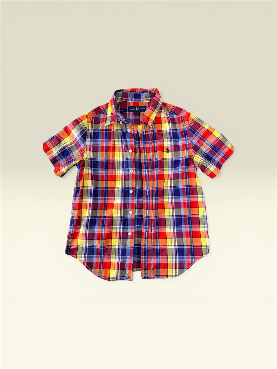 Ralph Lauren Plaid Short Sleeve Button-Up Shirt - Size M (10-12)