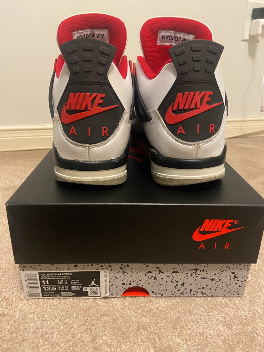 Air Jordan 4 Retro White Red Black Men's Size 11 - photo 4