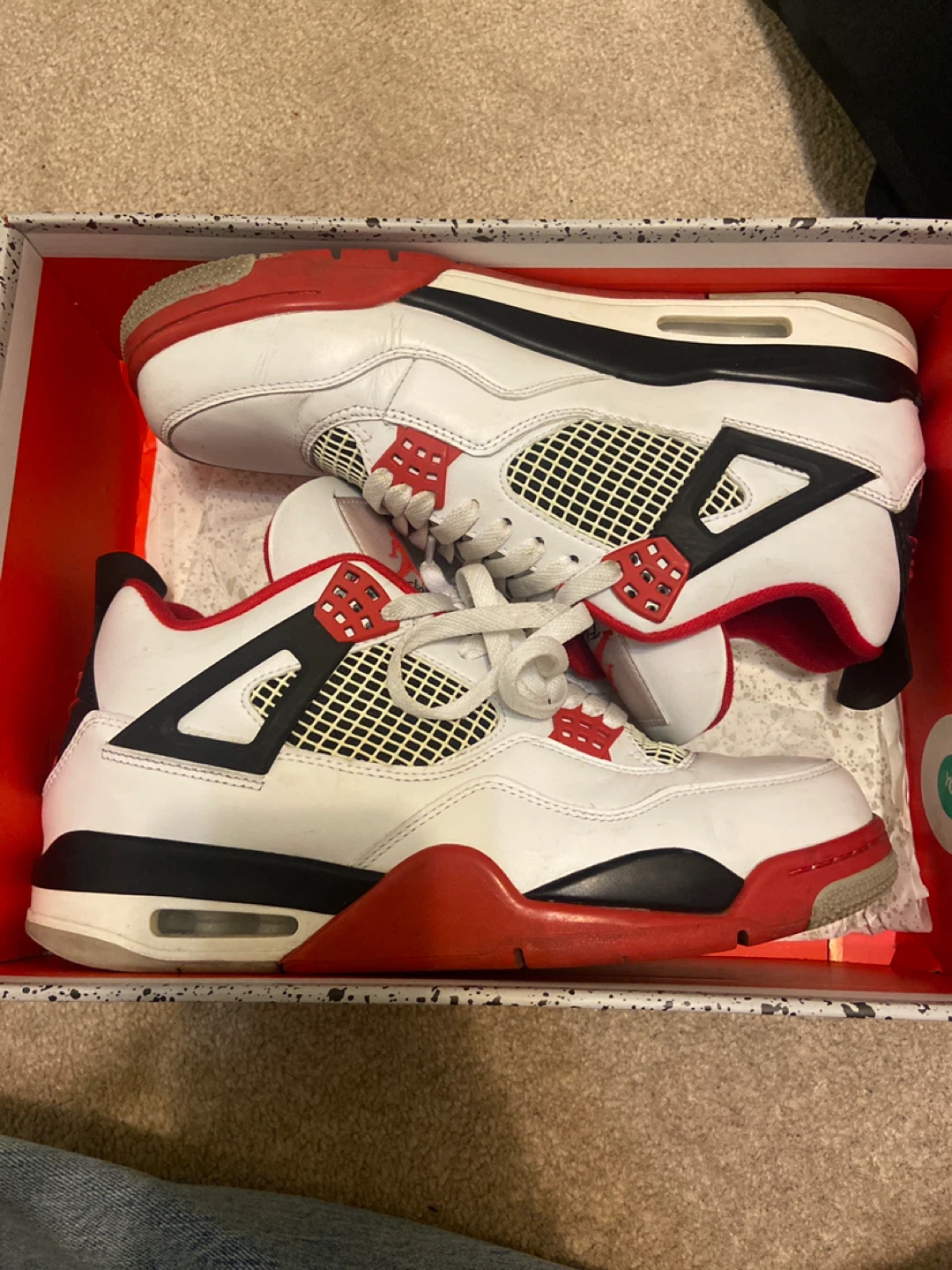 Air Jordan 4 Retro White Red Black Men's Size 11