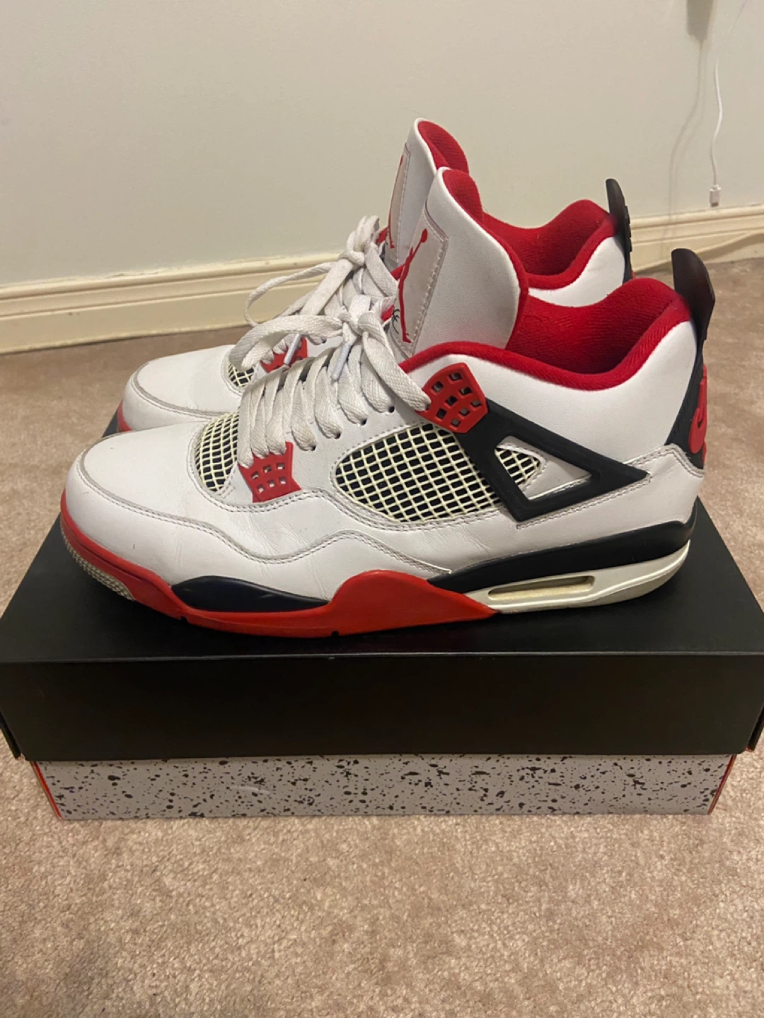 Air Jordan 4 Retro White Red Black Men's Size 11 - photo 3