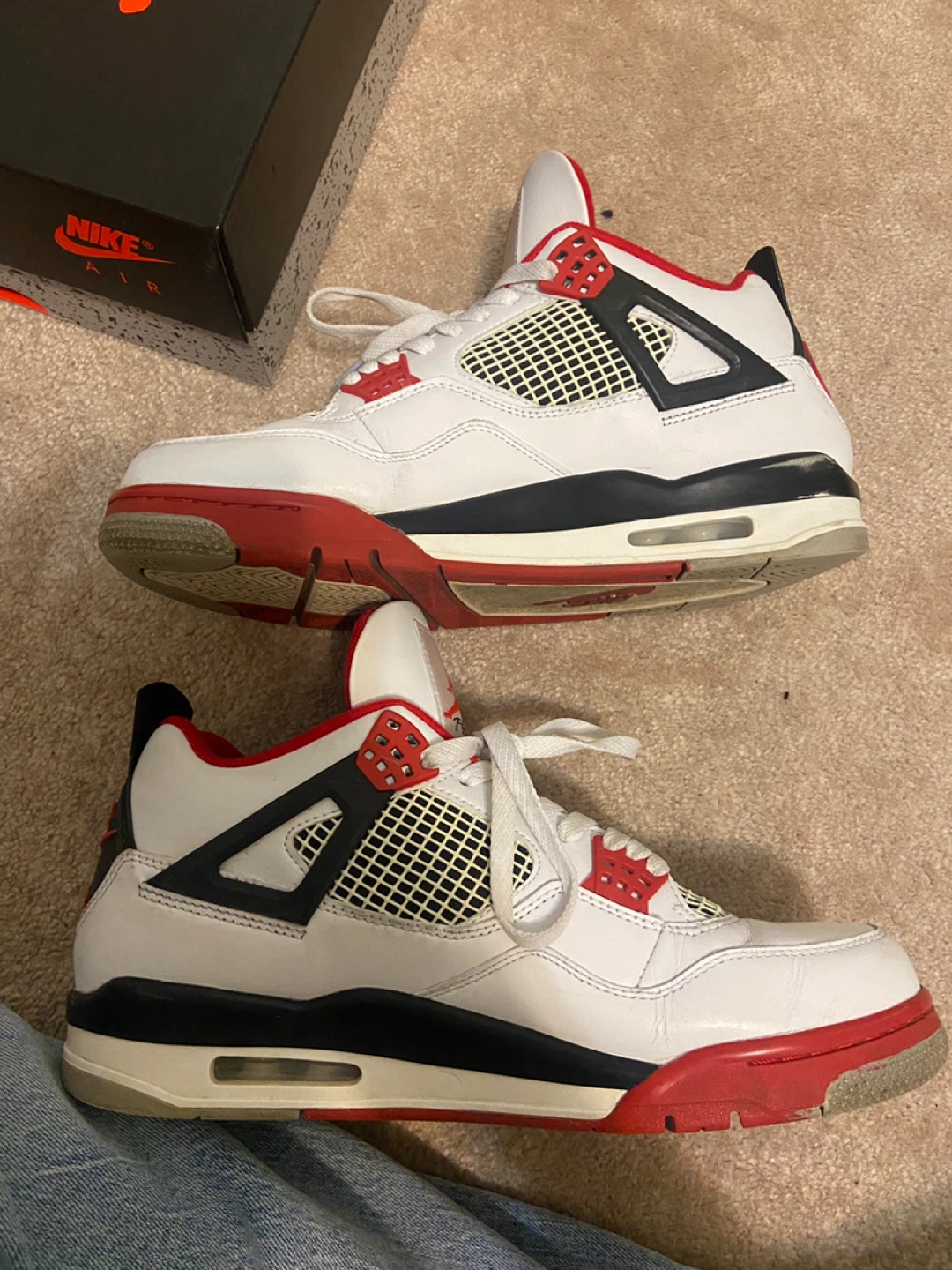 Air Jordan 4 Retro White Red Black Men's Size 11 - photo 5