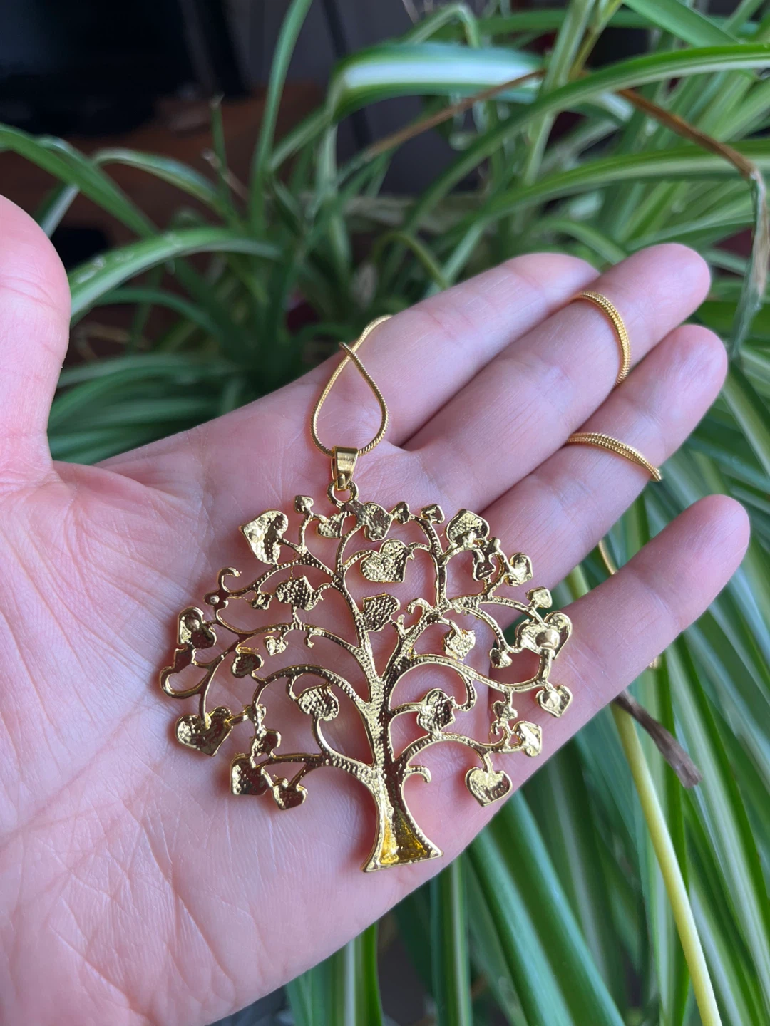 Gold Tone Tree of Life Pendant Necklace with Rhinestones - photo 2