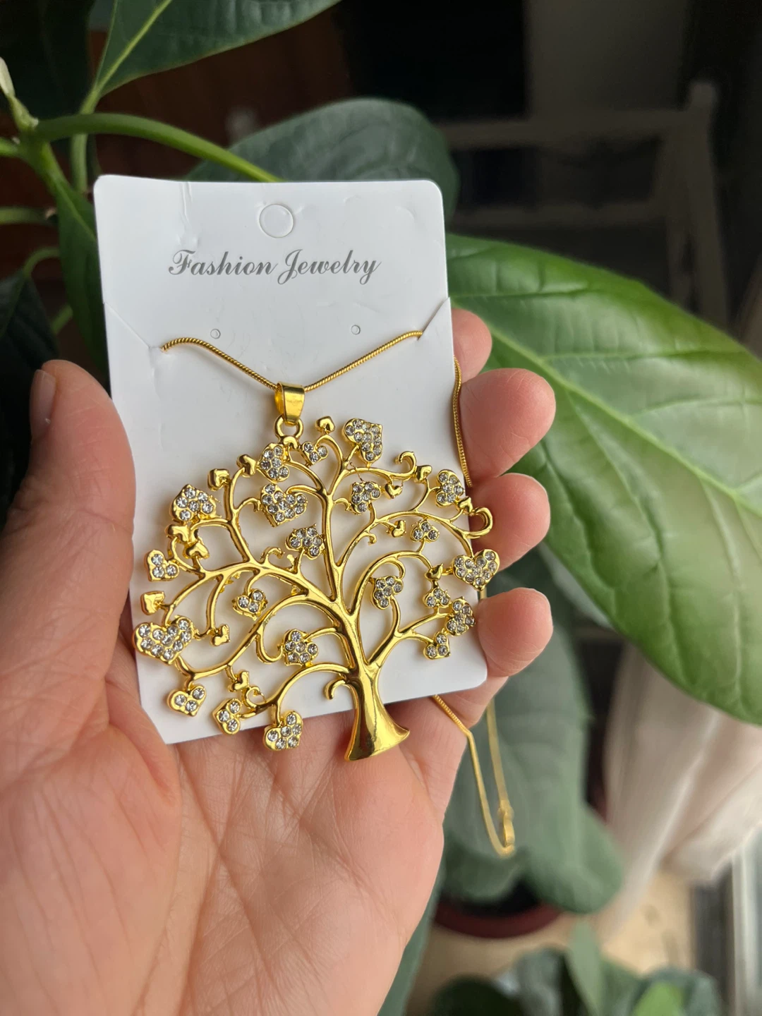 Gold Tone Tree of Life Pendant Necklace with Rhinestones - photo 5