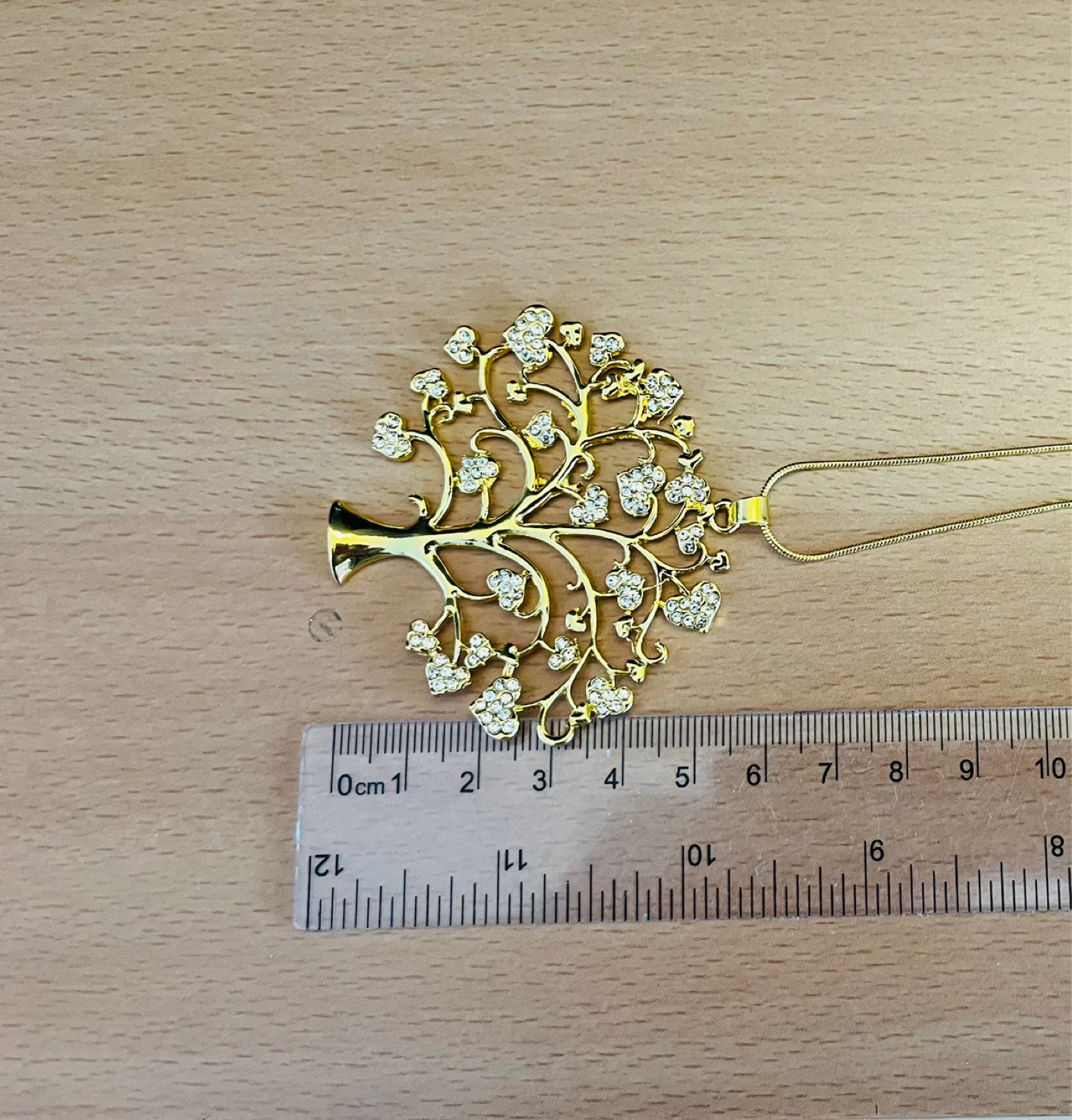 Gold Tone Tree of Life Pendant Necklace with Rhinestones - photo 3