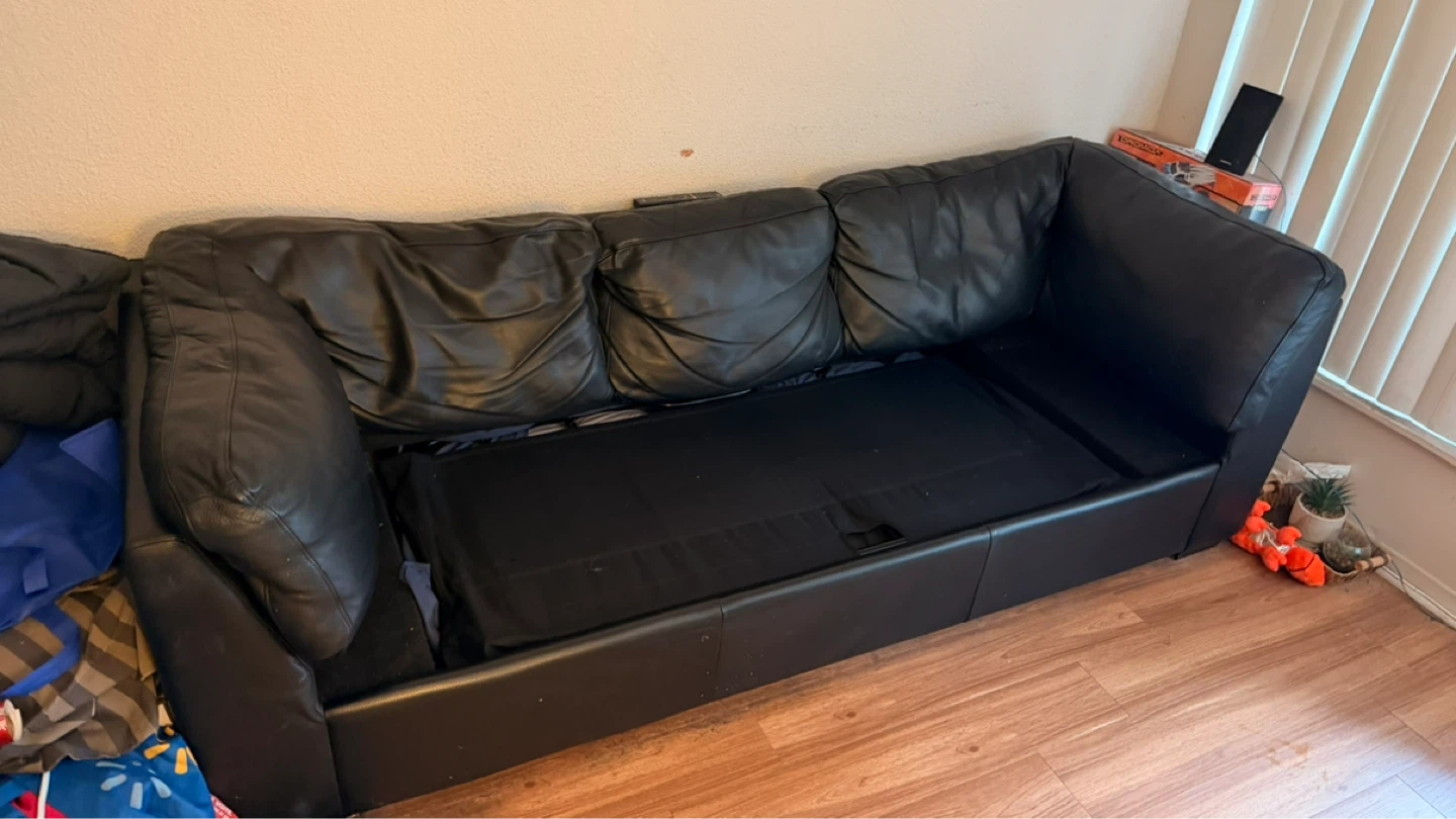 Black Leather Sofa Bed from EQ3 - photo 3