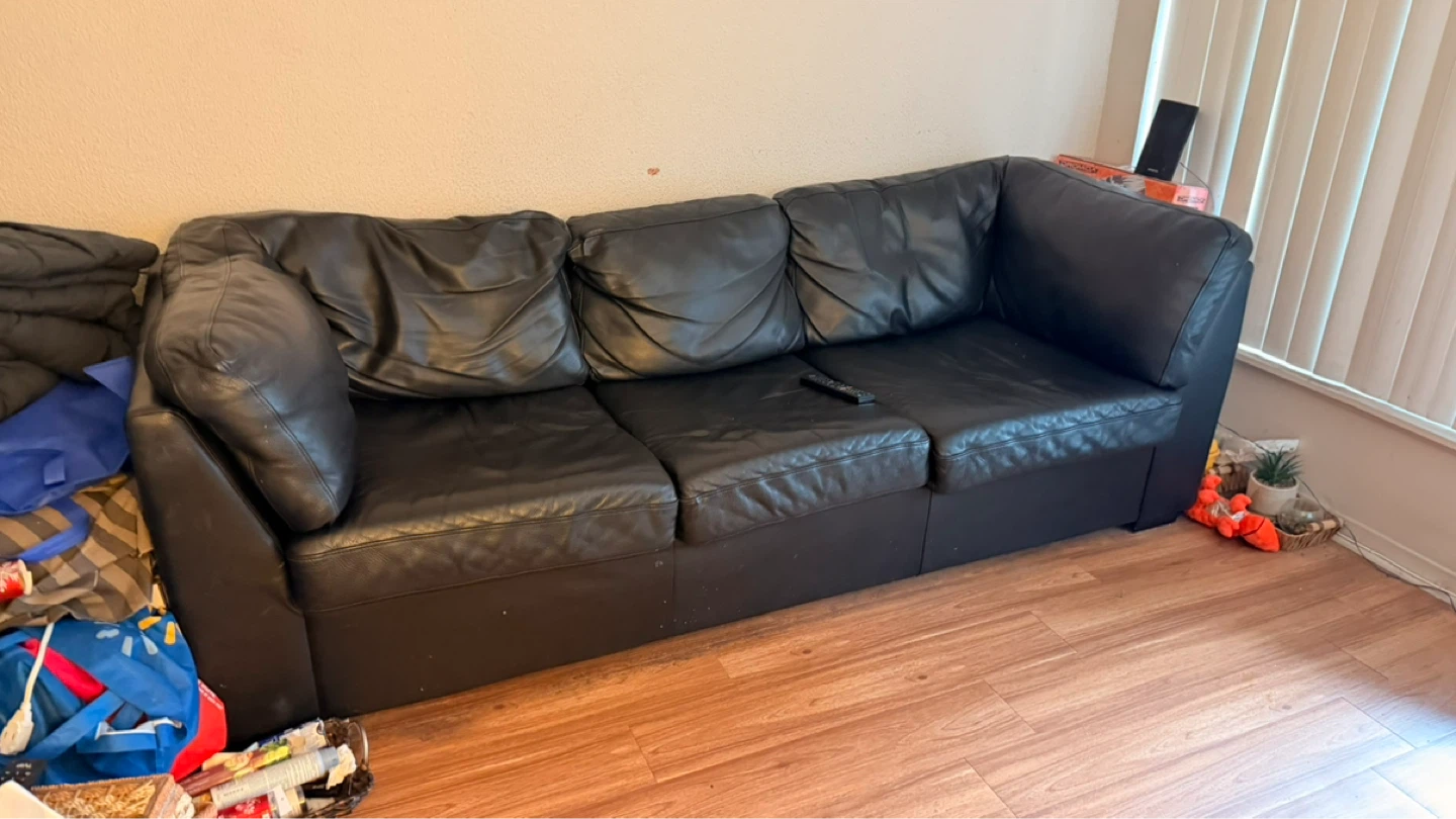 Black Leather Sofa Bed from EQ3