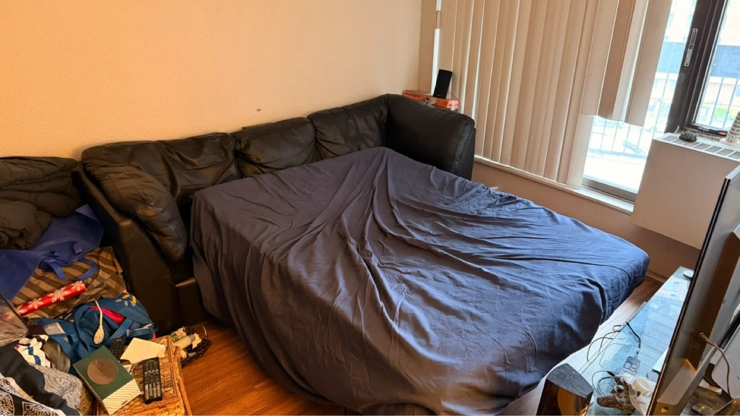 Black Leather Sofa Bed from EQ3 - photo 2