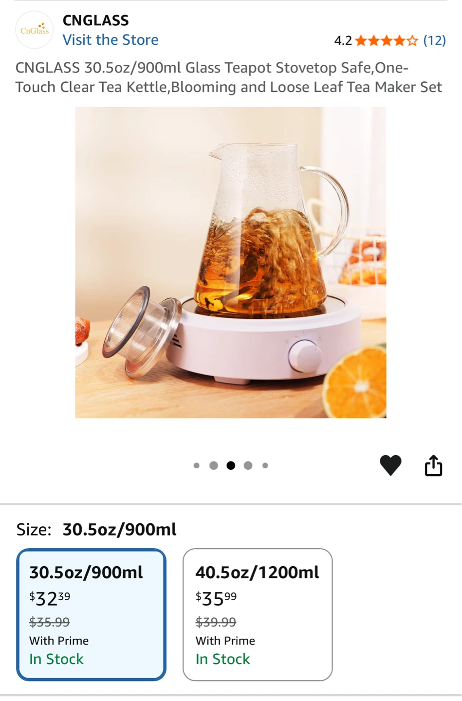 CNGLASS 30.5oz/900ml Glass Teapot Stovetop Safe Tea Kettle - photo 3