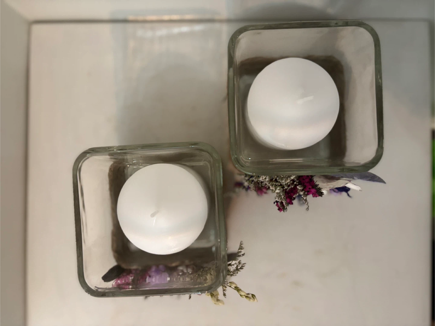 Set of 2 Decorative Glass Candle Holders with Dried Flowers - photo 4