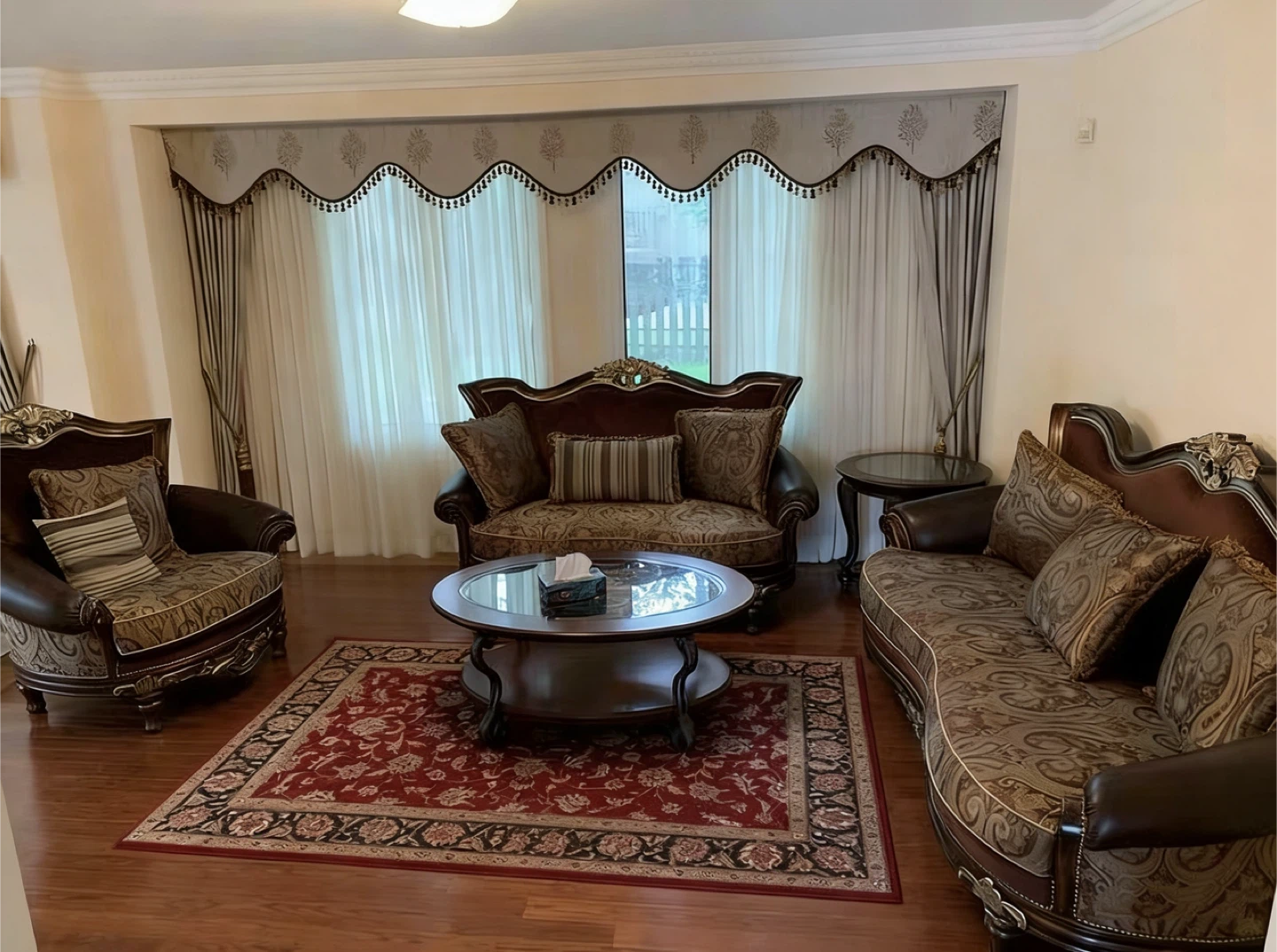 Ornate Chesterfield Style Sofa and Armchair 6-Pieces Set