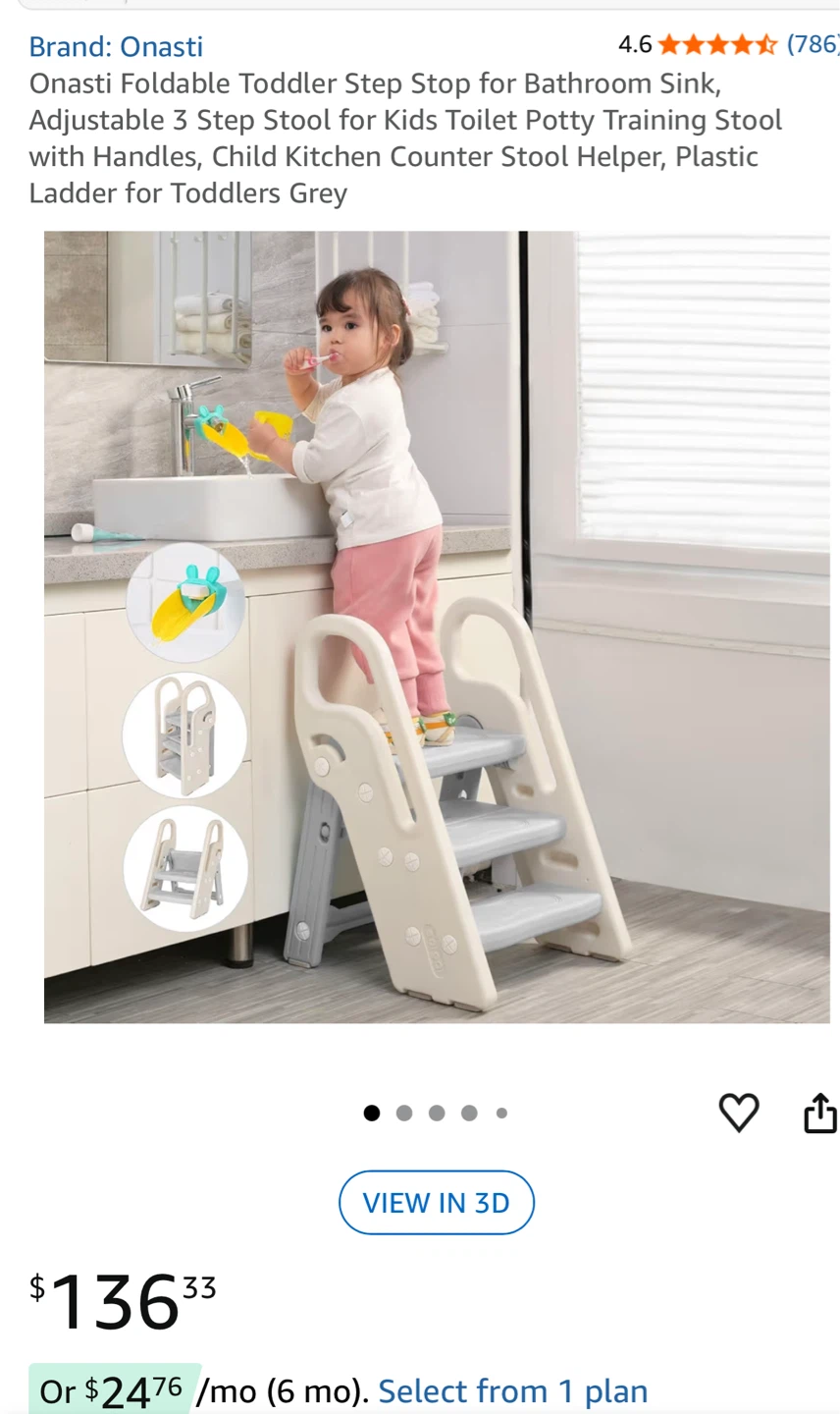 Onasti Foldable Toddler Step Stool Grey