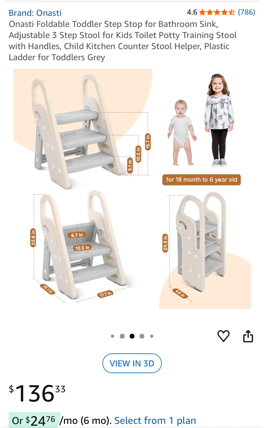 Onasti Foldable Toddler Step Stool Grey - photo 2