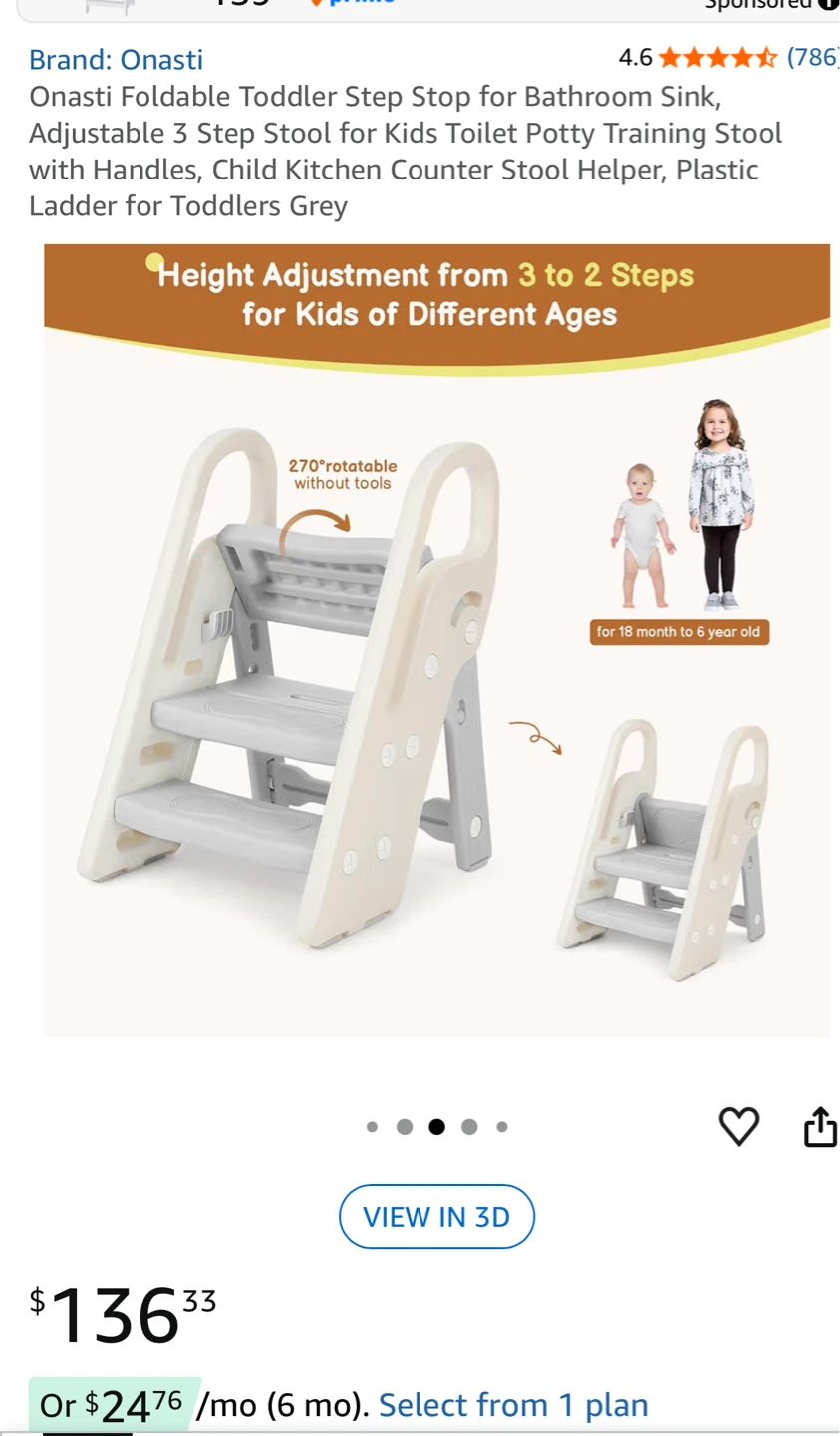 Onasti Foldable Toddler Step Stool Grey - photo 3